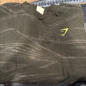 Gymshark Dark Green Sweatshirt with Yellow Logo